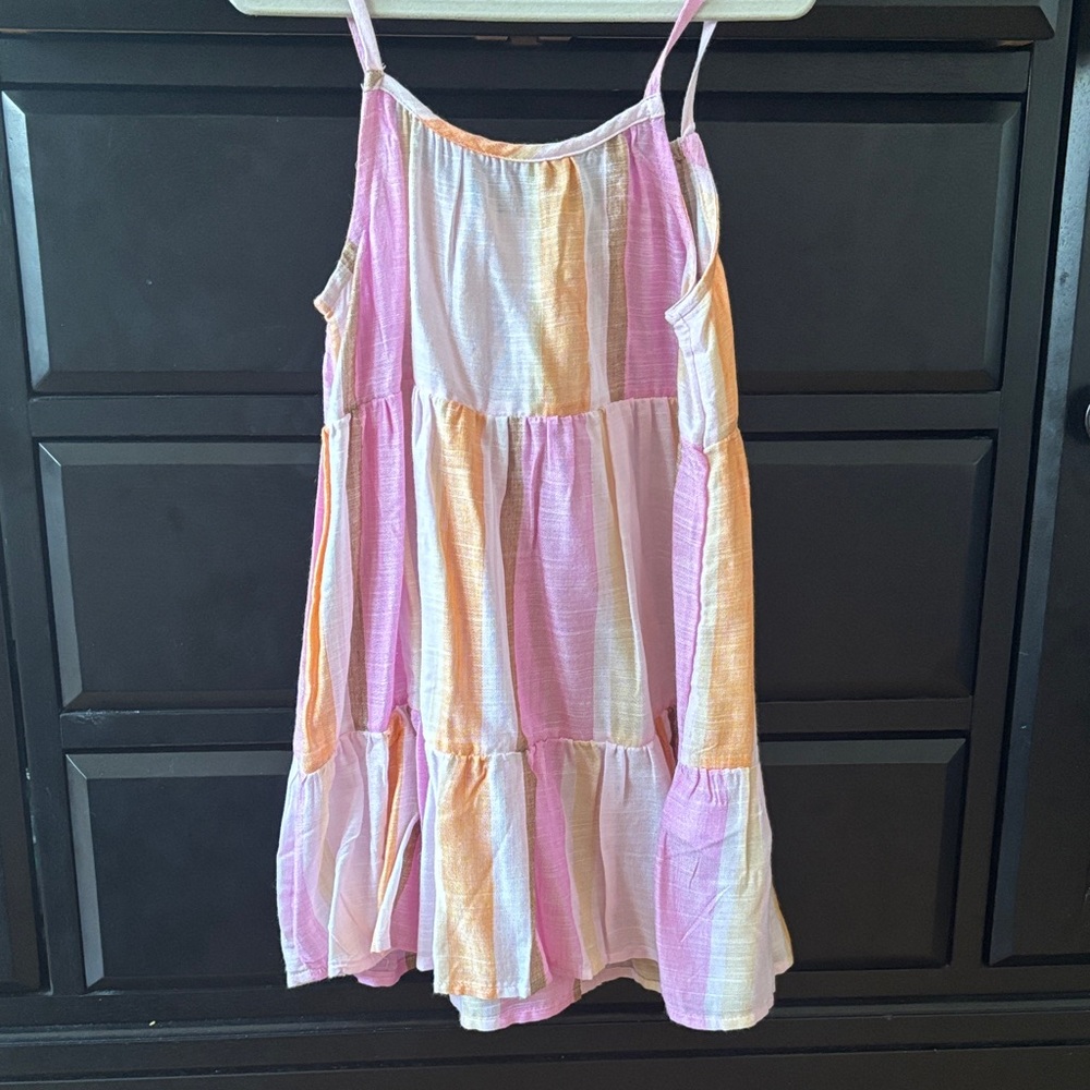 NWT Vineyard Vines Pink and Orange Striped Tiered Dress/Cover up Size 4T